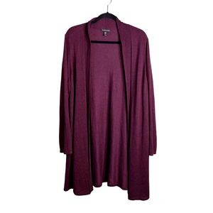 Eileen Fisher Open Front Cardigan XL Tencel Wool Blend Purple Lightweight Duster